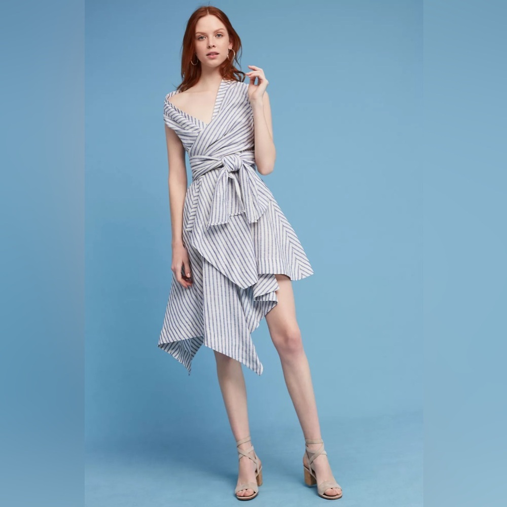 Acler Blue and White Asymmetrical Dress
